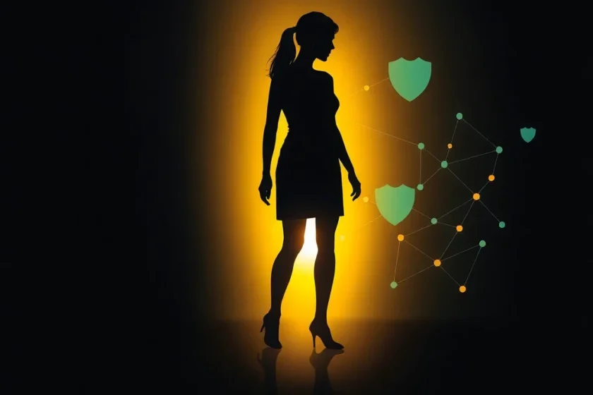 A symbolic image of a silhouetted figure moving from a dark, oppressive shadow on the left into a warm, protective golden lig