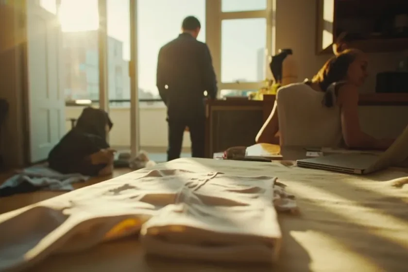 Couple de jeunes vu de dos en télétravail matin calme